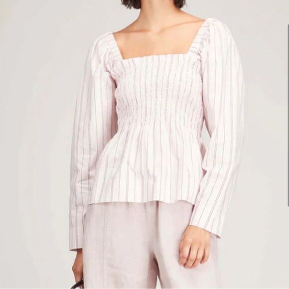 Ganni Tops - Ganni Shrinking Violet Pink Cotton Smock Top Blouse